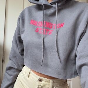 Washington State Charcoal Cropped Hoodie Small